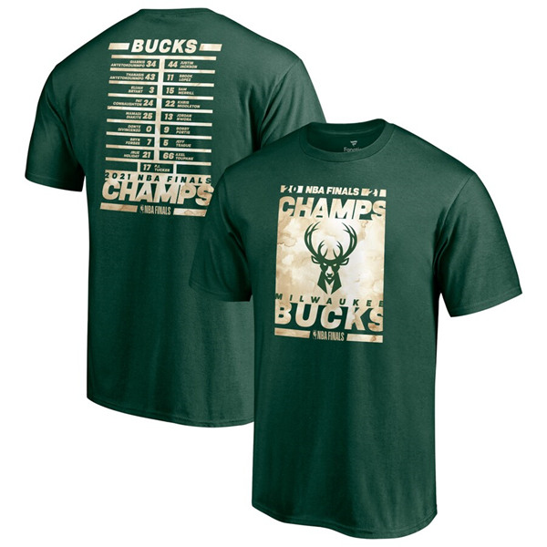 Men's Milwaukee Bucks 2021 Green Finals Champions T-Shirt